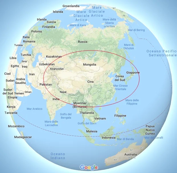 Cina: 9.597.000 km2 Isole Plastiche: 16.000.000 km2